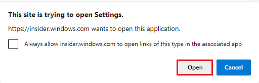this site trying to open settings