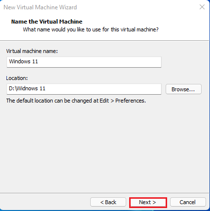virtual machine name vmware workstation