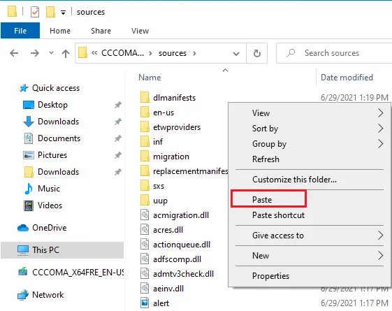 file explorer source folder