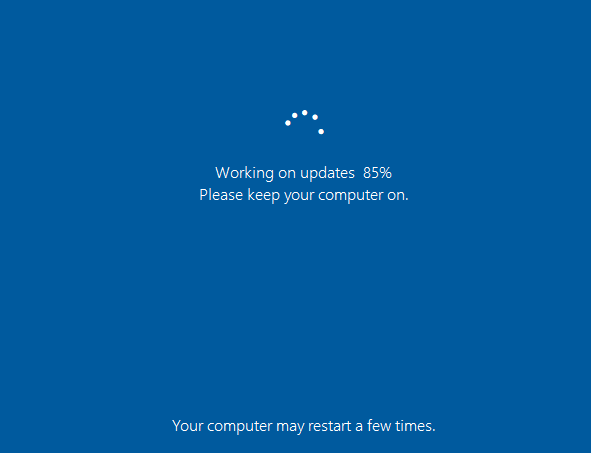 working on updates windows
